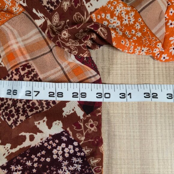 Cato Patchwork Floral Top Women Size 18/20W Orange Sheer Bohemian Preppy Fall - Picture 6 of 9